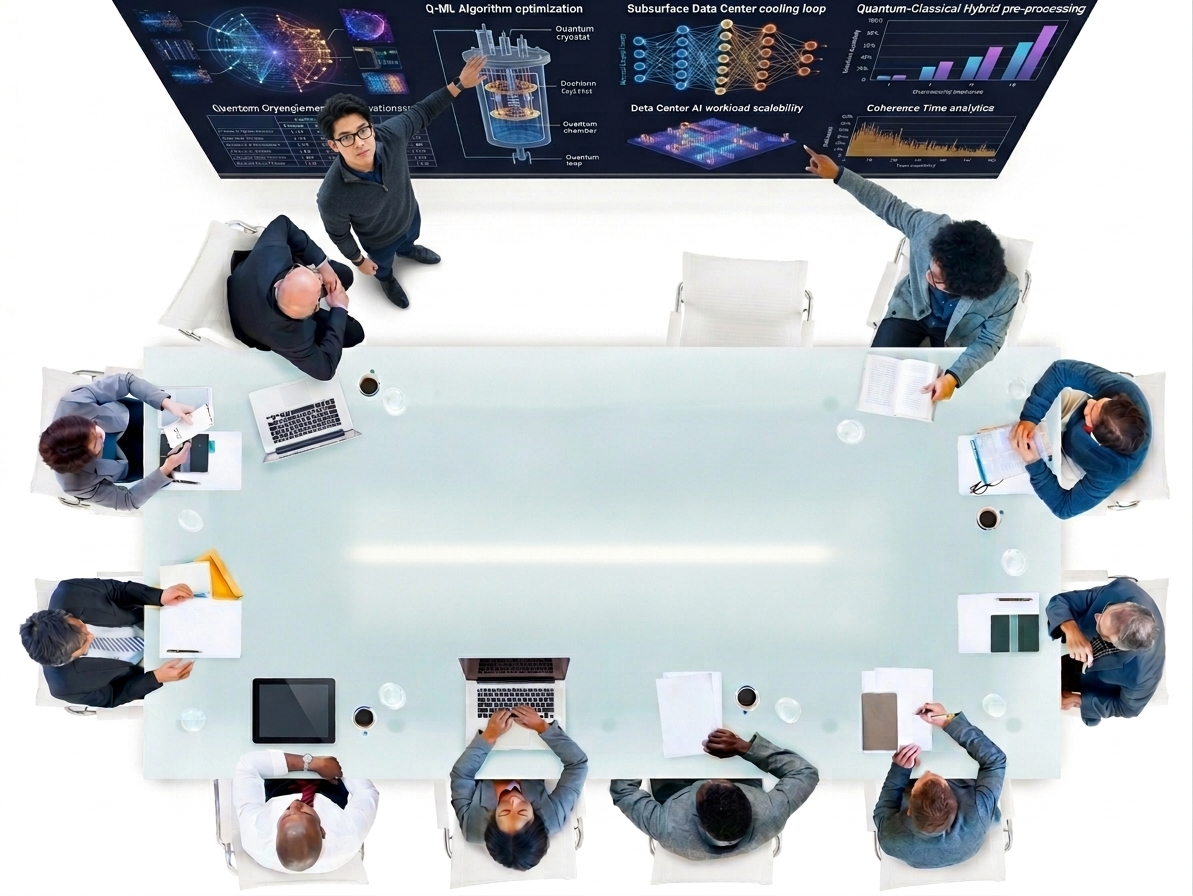 Overhead meeting with AI dashboard